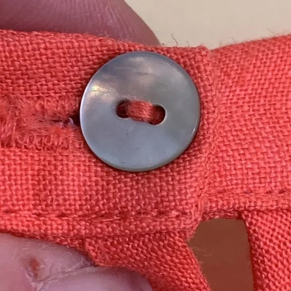 Eri & Ali | Jemima 100% Linen Coral Balloon Sleeve Cold Shoulder Floral Top S - Picture 15 of 17